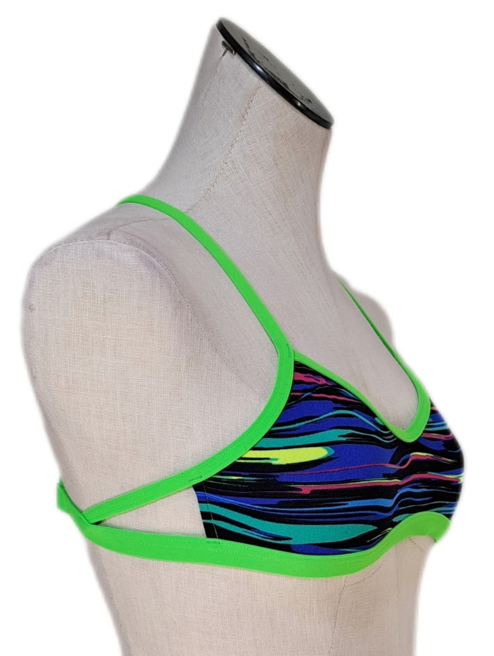 TYR Fresno Mojve Tieback Bikini Swim Top WBJFRE7A Green Blue Women's Size XS